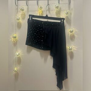 Weissman Black Dance skirt Skort shorts side ruffle sequin